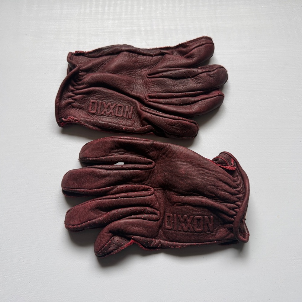 Dixxon Leather Gloves Mens Large Maroon Red Shorty Roper Moto Oxblood
